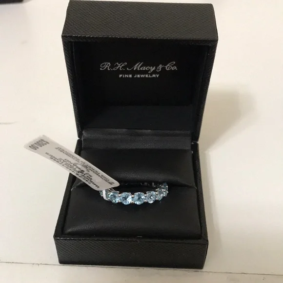 Sterling Silver Blue Topaz Eternity Band - Picture 4 of 6